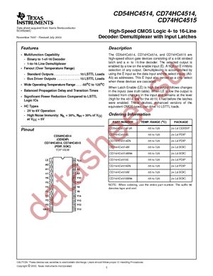 CD74HC4514EN datasheet  